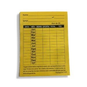 Envelope de Dízimo Anual com Controle mensal
